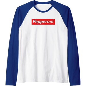 image:imageFunny Pizza  Pepperoni amp Not Supreme for Teens Tweens Raglan Baseball TeeRoyal BlueWhite